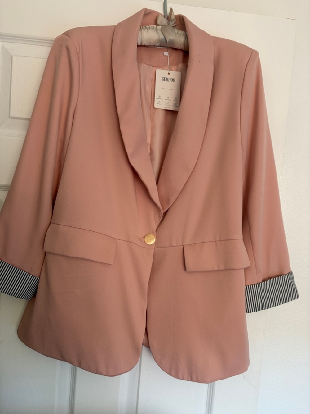 GenHoo Women's Blazer Jacket in Blush Pink
